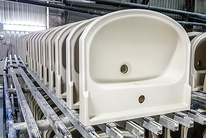 Casting of wash basins