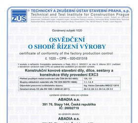 Certifikát EN 1090